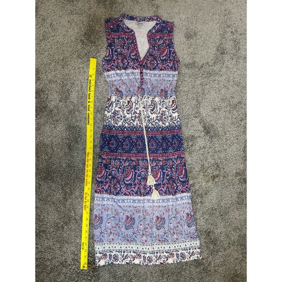 Lucky Brand Size XS Midi Summer Dress Pockets Draw String Sleeveless - Picture 4 of 13